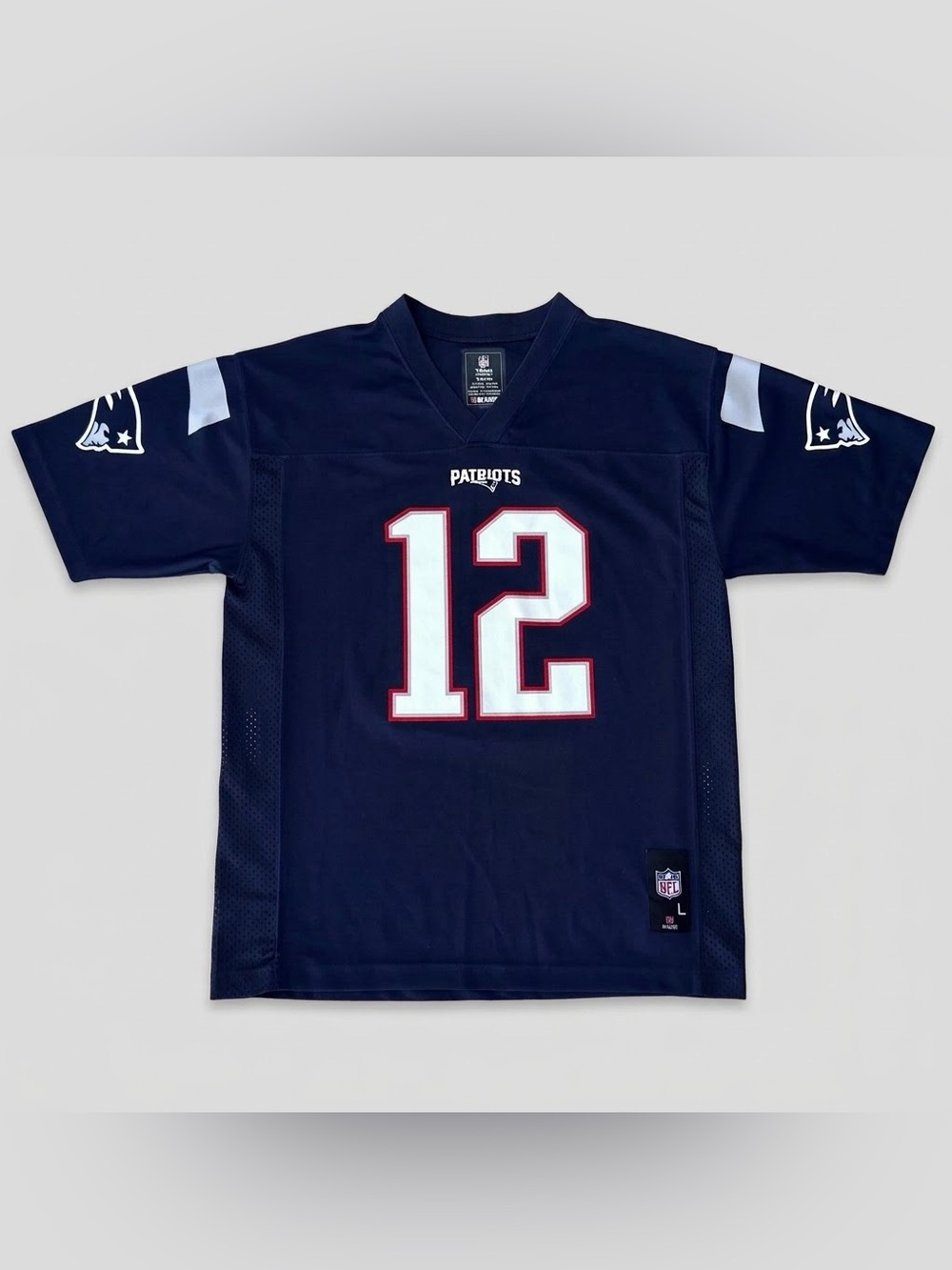 YOUTH LARGE TOM BRADY NEW ENGLAND PATRIOTS #12 FOOTBALL JERSEY 14/16 (ADULT S)